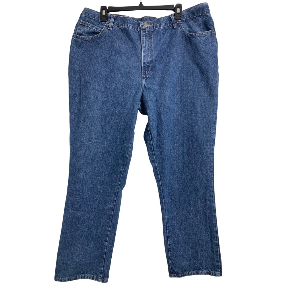 Lee Relaxed Fit Straight Leg Jeans 18 Medium Blue Denim High Rise